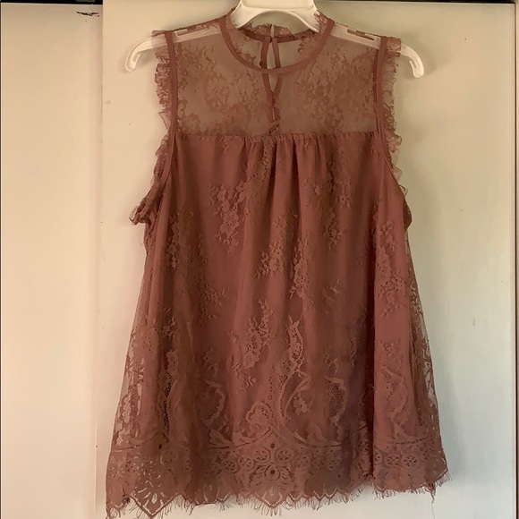 Xhilaration Tops - Xhilaration lace top CUTE dusty rose XL